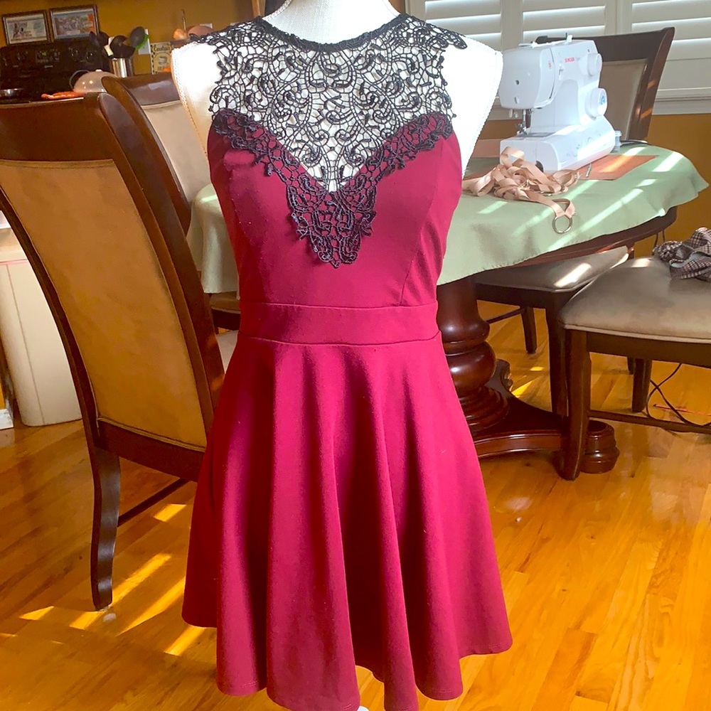 Black and red short formal dress